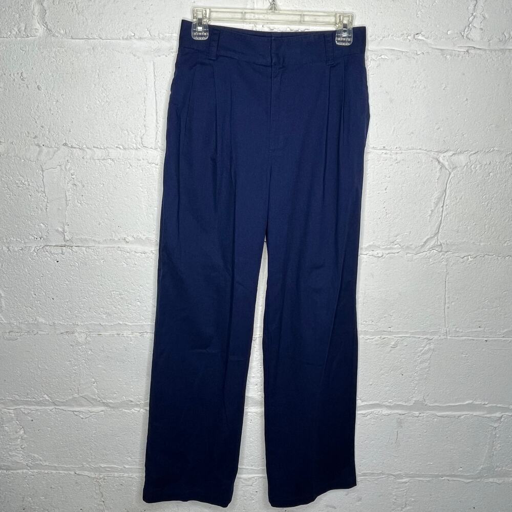 TNA Aritzia Women's Navy Blue High Rise Wide Leg Crawford‎ Trouser Pants Size 2